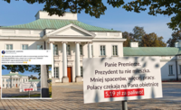 Tusk znów kręci filmy pod Belwederem. Teraz czeka tam na niego wymowna tablica