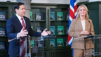minister spraw zagranicznych Islandii Þorgerður Katrín Gunnarsdóttir i szef dyplomacji USA Marco Rubio