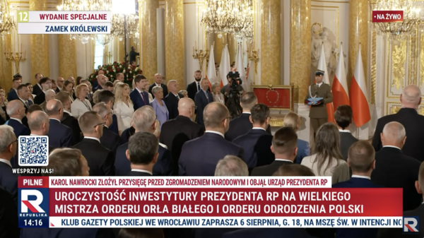 Uroczystość inwestytury Karola Nawrockiego na Zamku Królewskim
