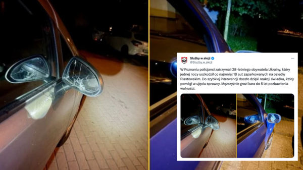 Uszkodzenie aut przez Ukraińca