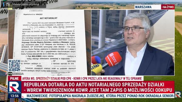 Republika pozyskała akt notarialny działki w Zabłotni