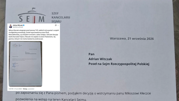 Miłosz Kłeczek z zakazem wstępu do Sejmu