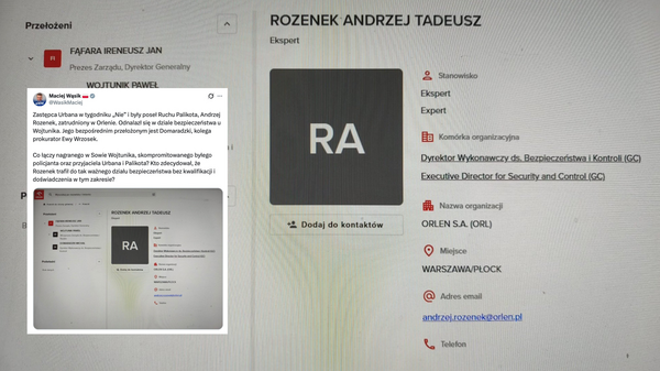 Maciej Wąsik o zatrudnieniu Andrzeja Rozenka w Orlenie