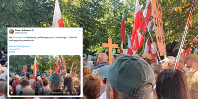 Protest Roberta Bąkiewicza przed KPRM