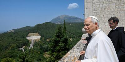 Leon XIV na Monte Cassino