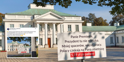 Tusk znów kręci filmy pod Belwederem. Teraz czeka tam na niego wymowna tablica