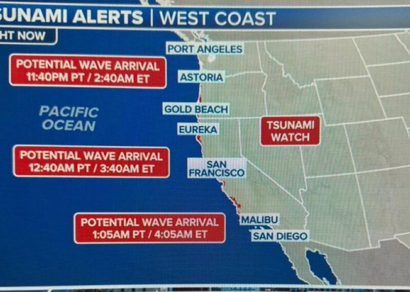 zachodnie wybrzeże USA zagrożone tsunami