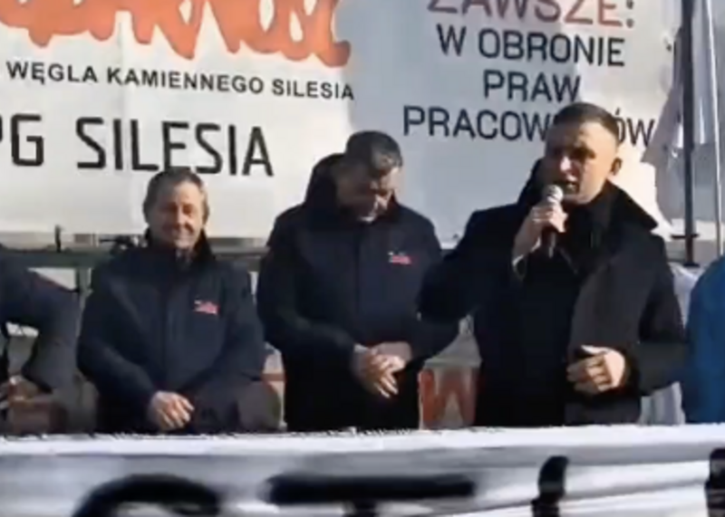 Robert Bąkiewicz z górnikami w Silesii