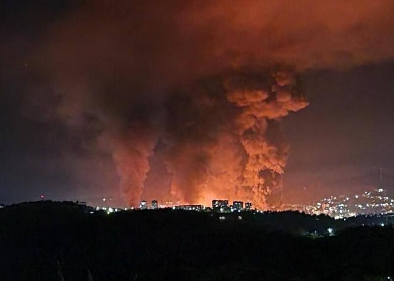 płonąca rafineria w Tuapse