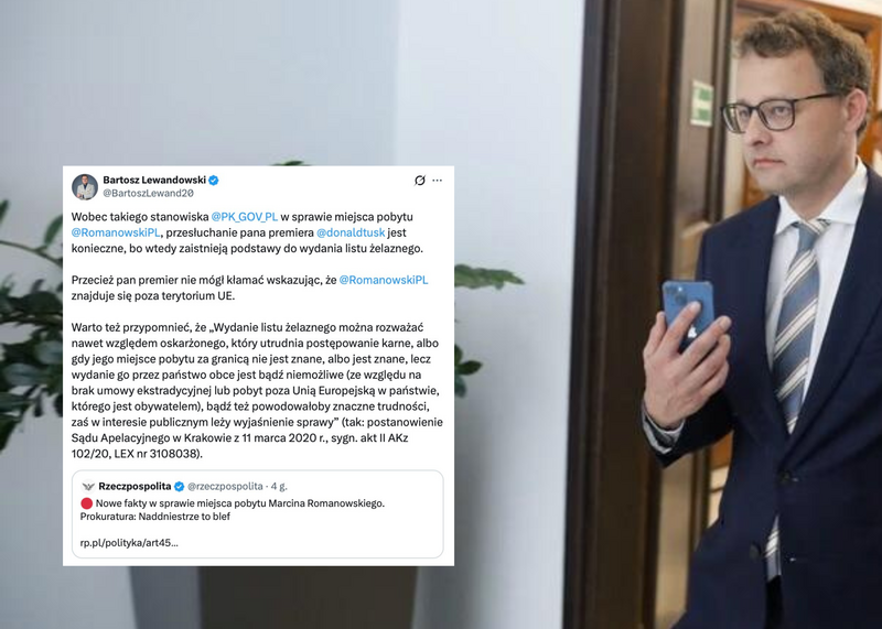 Bartosz Lewandowski chce przesłuchania Tuska ws. Romanowskiego