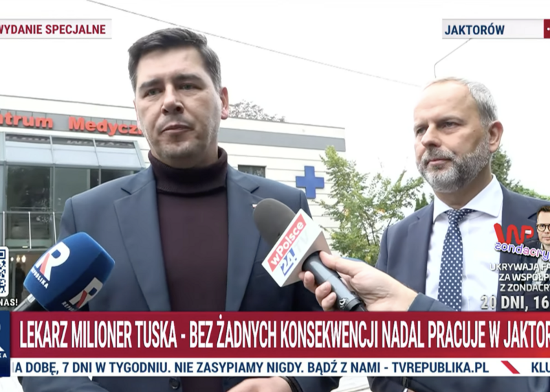 Posłowie PiS chcieli przeprowadzić kontrolę w przychodni, gdzie pracuje Kacprzyk. Wezwano policję