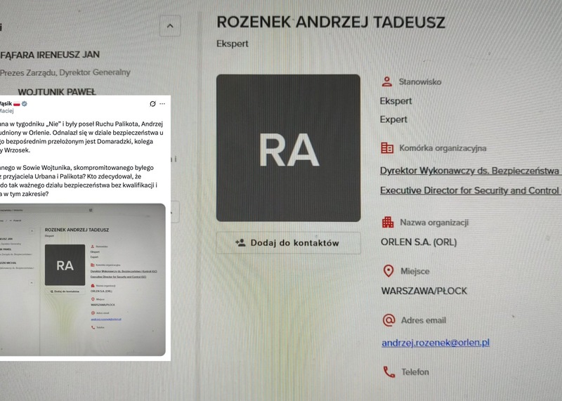Maciej Wąsik o zatrudnieniu Andrzeja Rozenka w Orlenie