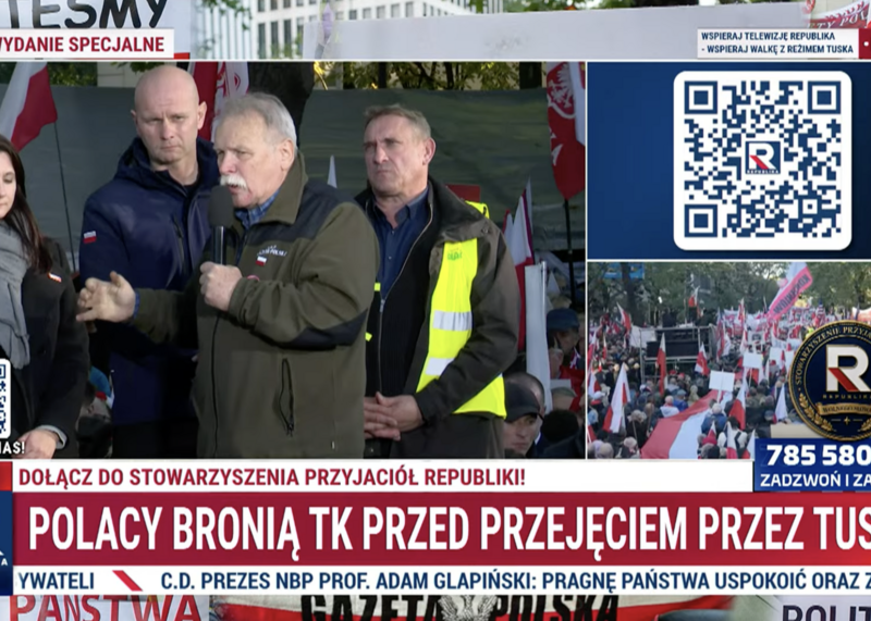 Adam Borowski na manifestacji przed TK: „Jesteśmy legionami prezydenckimi. Musimy naszego prezydenta obronić!”